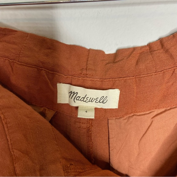 Madewell Orange Linen-Blend Paperbag Pants - Picture 5 of 8